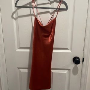 Cowl Neck Burnt Orange Dress